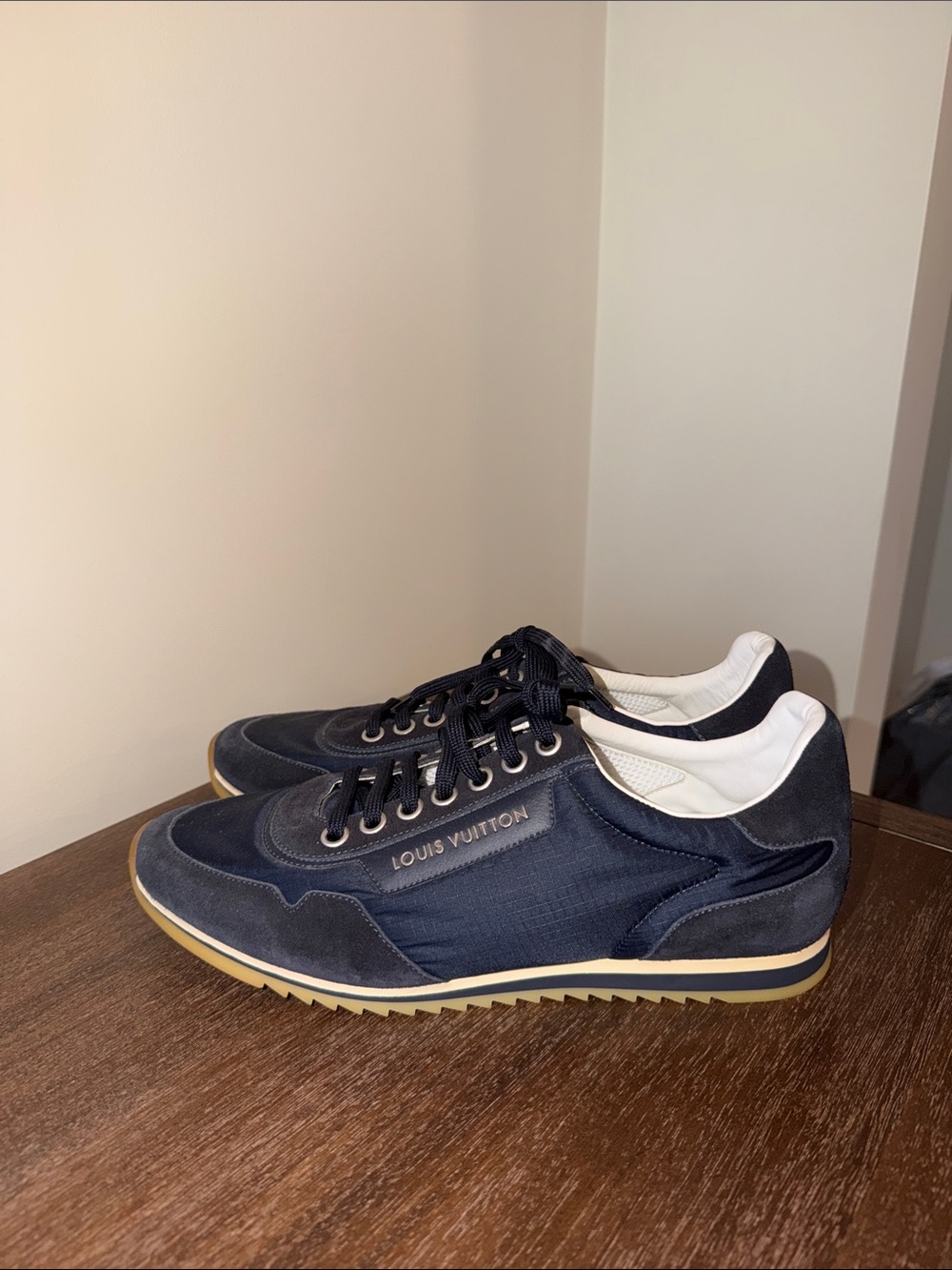Louis Vuitton Men's Navy and White Low-Top Sneakers